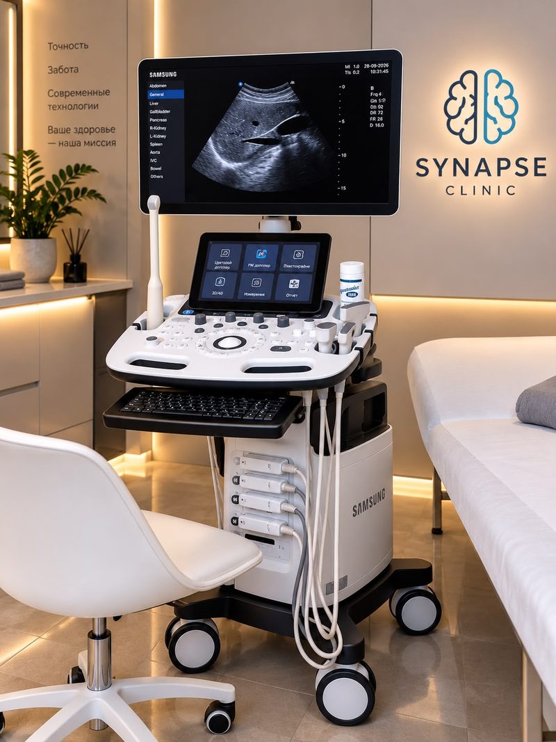 Аппарат УЗИ Samsung Medison HS40 Plus в клинике Synapse — блокады проводятся под его контролем